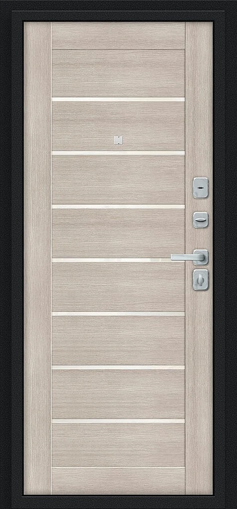 Входная дверь Техно/BChrome Букле черное/Cappuccino Melinga BR6191